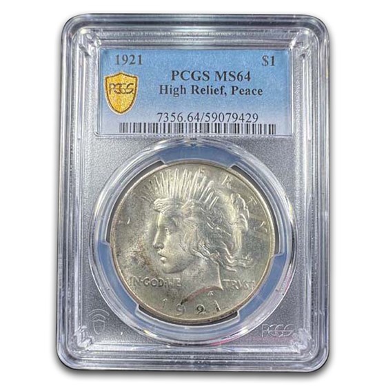 1921 Peace Dollar MS-64 PCGS 1921 Peace Dollar MS-64 PCGS